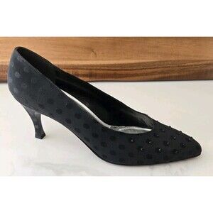 Stuart Weitzman Black Glitter Pointed-Toe Stiletto Pumps - Sz 9